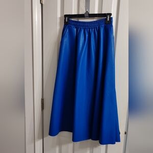 LN Navy Blue Faux Leather Maxi Skirt